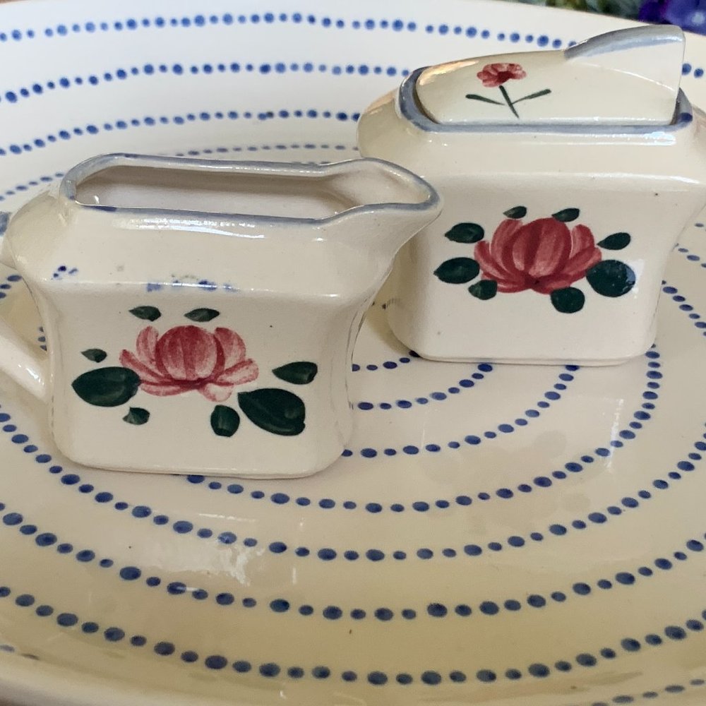 Vintage- MCM Floral Art Deco Creamer & Sugar Set - Picture 15 of 16